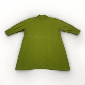 Of White Women’s Size 38 Lime Green  Half Sleeve Mock Neck Shirt Stretch Top